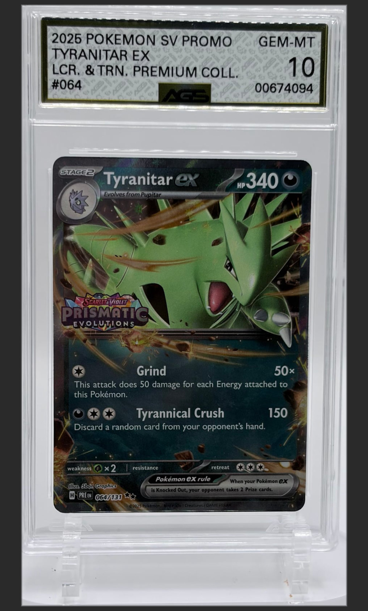 Tyranitar ex 064 certified slab