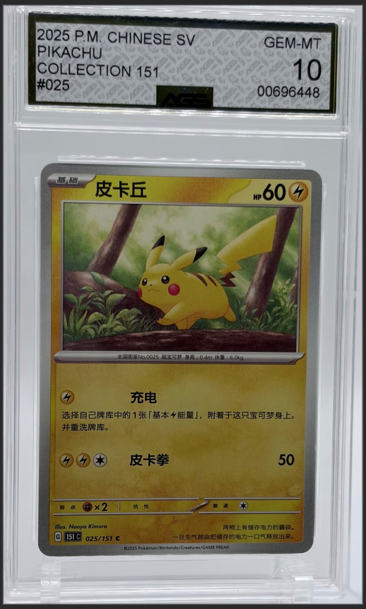 Pikachu 025 certified slab