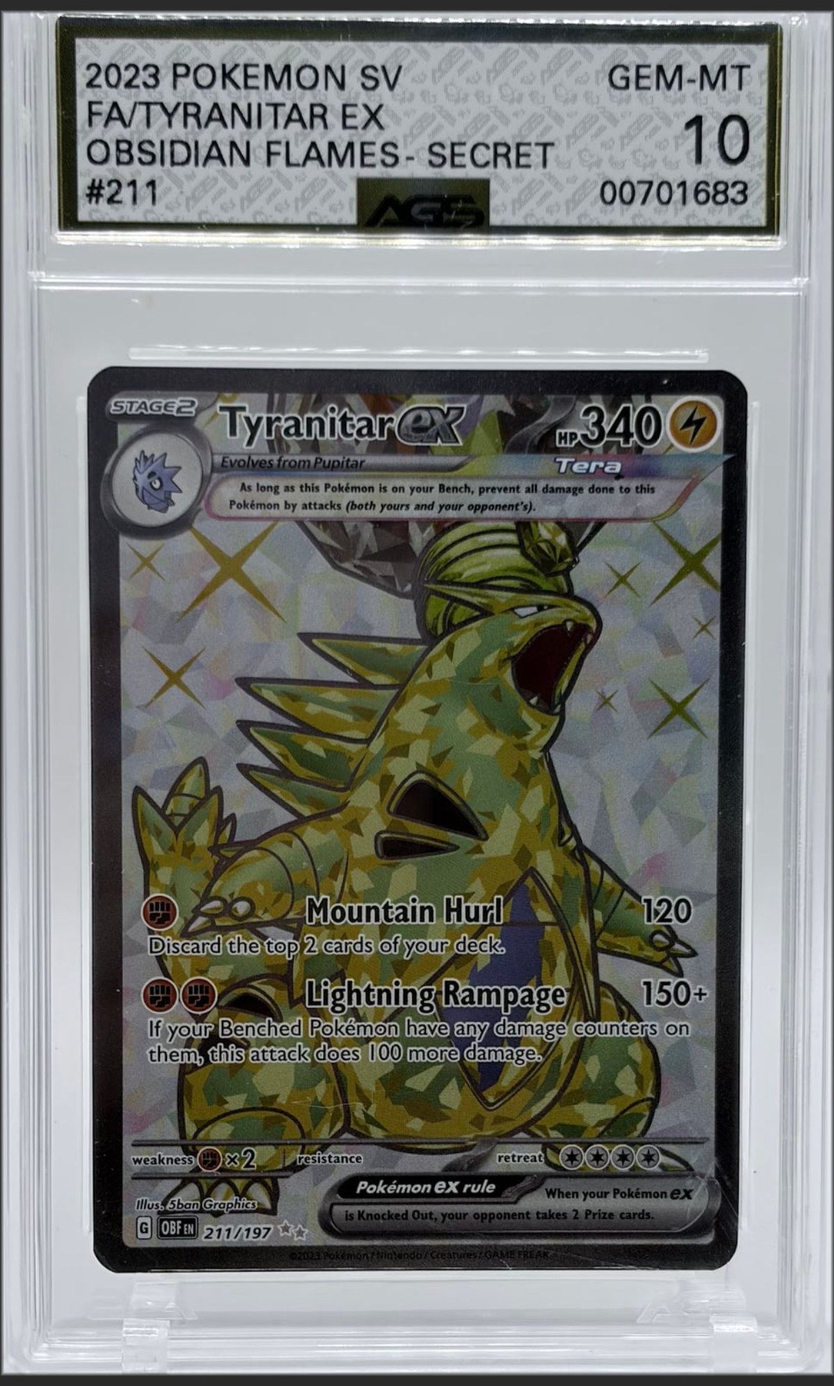 Tyranitar ex 211 certified slab