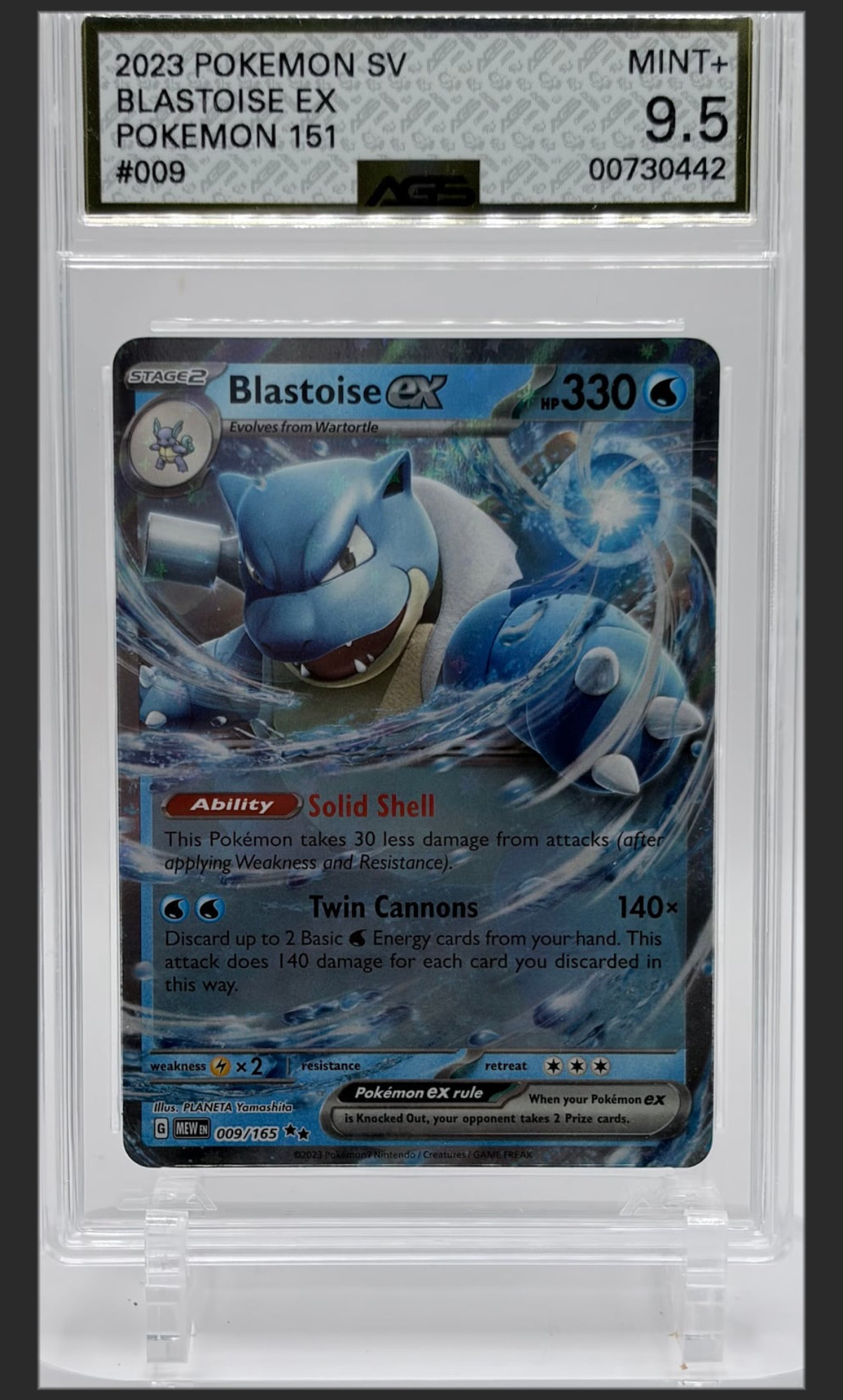 Blastoise ex 009/165 certified slab