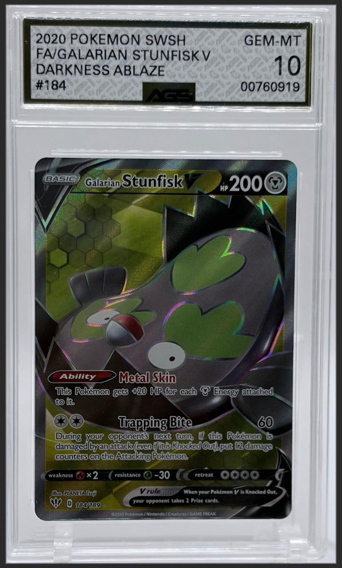 Galarian Stunfisk V 184 certified slab