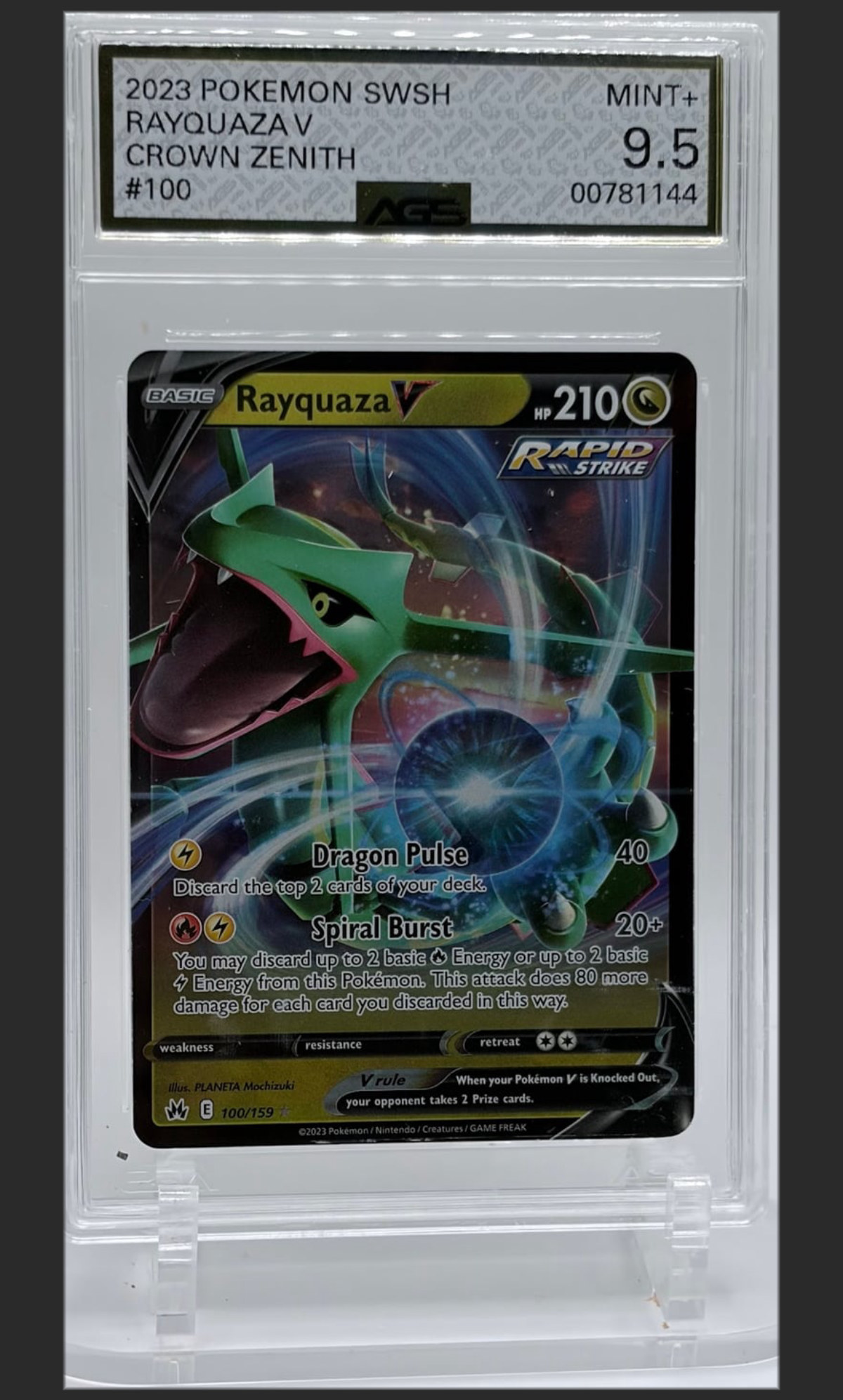 Rayquaza V 100 certified slab