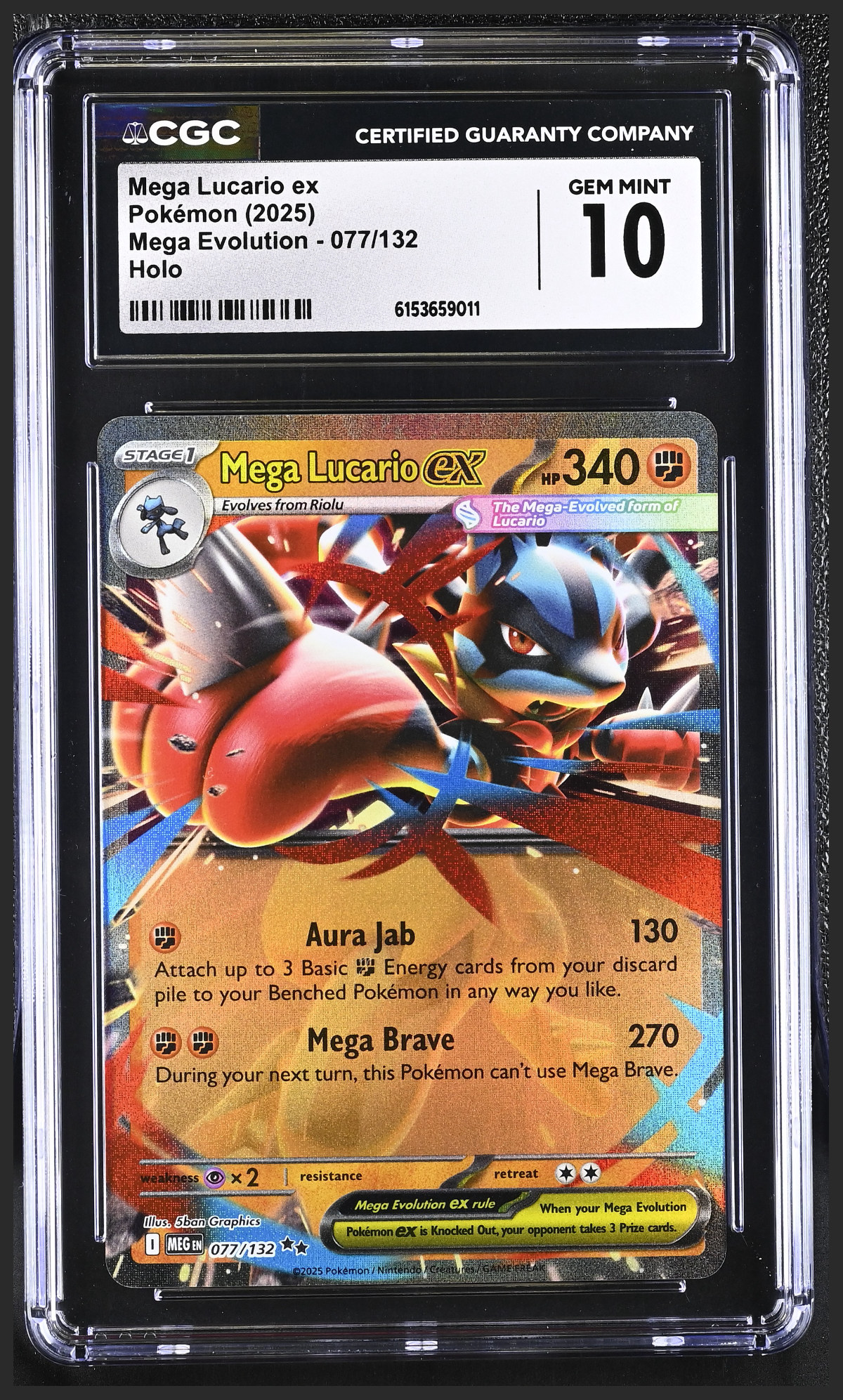Mega Lucario ex 077/132 certified slab