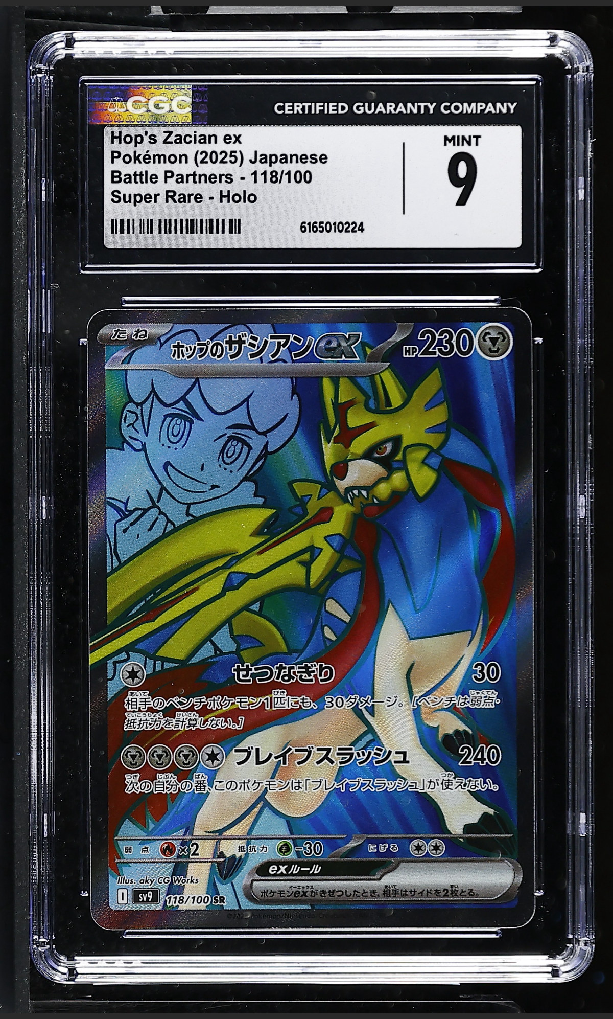 Hop's Zacian ex 118/100 — the exact copy offered